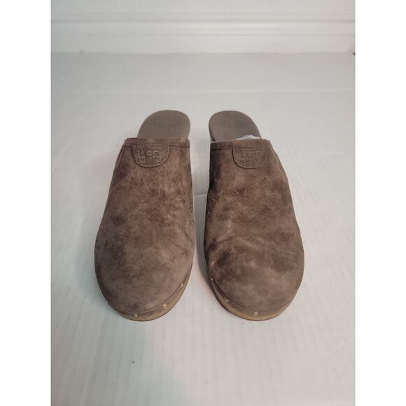 UGG Abbie Mules Womens SZ 10 Suede Sheepskin Slip On Clogs Chocolate Brown 5772 - Picture 2 of 10